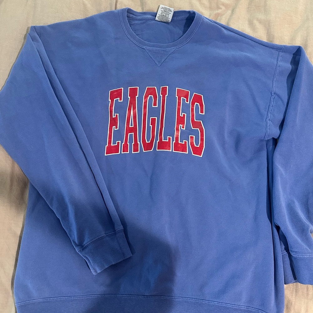 Comfort Colors Blue Crewneck Sweatshirt with Red Eagles Graphic
